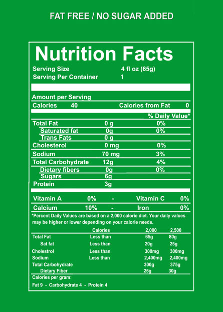 Yogurt Time Nutrition Information